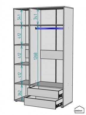 Шкаф Linnea MHR-3PO-2 2050х1200х510 (Белый-М 11.1.2) в Березниках - berezniki.mebel24.online | фото 3
