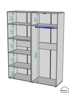 Шкаф Linnea MHR-4-1 2050х1600х510 (Графит-М 11.1.25) в Березниках - berezniki.mebel24.online | фото 3