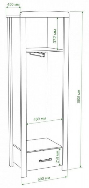 Шкаф платяной Бартоло Ш1Д в Березниках - berezniki.mebel24.online | фото 2