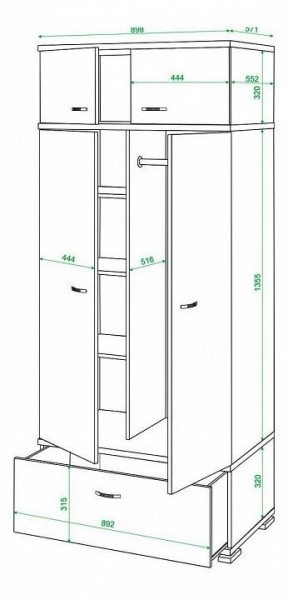 Шкаф платяной Домино КС-20 в Березниках - berezniki.mebel24.online | фото 3
