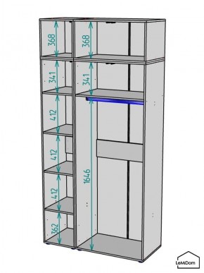 Шкаф с антресолью Linnea MHR-3A-1 2450х1200х510 (Графит-М 11.1.25) в Березниках - berezniki.mebel24.online | фото 3