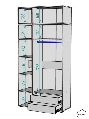 Шкаф с антресолью Linnea MHR-3A-2 2450х1200х510 (ДВ-М 11.1.25) в Березниках - berezniki.mebel24.online | фото 3