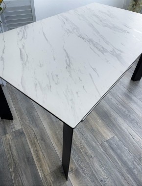 Стол CREMONA 180 KL-99 Белый мрамор матовый, итальянская керамика / черный каркас, ®DISAUR в Березниках - berezniki.mebel24.online | фото 2