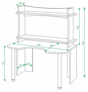 Стол компьютерный Домино lite СКЛ-Игр140 в Березниках - berezniki.mebel24.online | фото 2