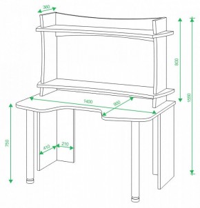 Стол компьютерный Домино Lite СКЛ-Игр140+НКИЛ140ВЛ в Березниках - berezniki.mebel24.online | фото 2