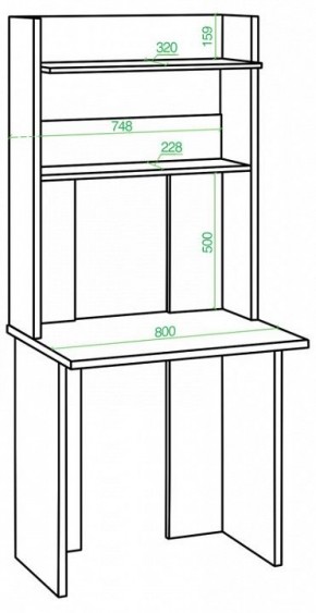 Стол компьютерный Домино Lite СКЛ-Прям80Р+НКЛХ в Березниках - berezniki.mebel24.online | фото 2