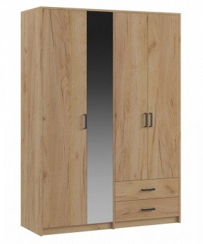 СВЕТЛАНА LOFT Шкаф 4 двери с зеркалом (дуб золотой) в Березниках - berezniki.mebel24.online | фото