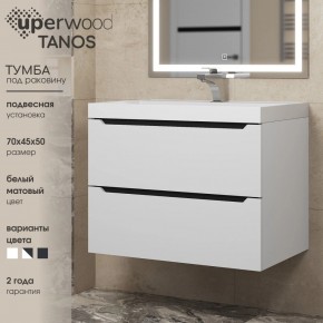 Тумба под раковину Uperwood Tanos 70 см, подвесная, белая/графит в Березниках - berezniki.mebel24.online | фото 3