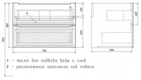 Тумба под раковину Uperwood Tanos 70 см, подвесная, белая/графит в Березниках - berezniki.mebel24.online | фото 7