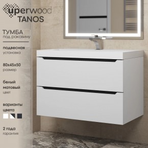 Тумба под раковину Uperwood Tanos 80 см, подвесная, белая/графит в Березниках - berezniki.mebel24.online | фото 3