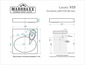 Умывальник над стиральной машиной (600*545*80) Смайл V55D1 (белый) с кронштейном без сифона (V55D1) в Березниках - berezniki.mebel24.online | фото 2