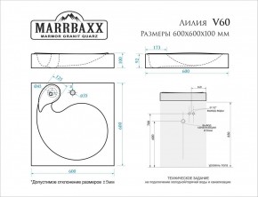 Умывальник над стиральной машиной (600*600х100) Лилия V60 (белый) с кронштейном без сифона (V60) в Березниках - berezniki.mebel24.online | фото 2